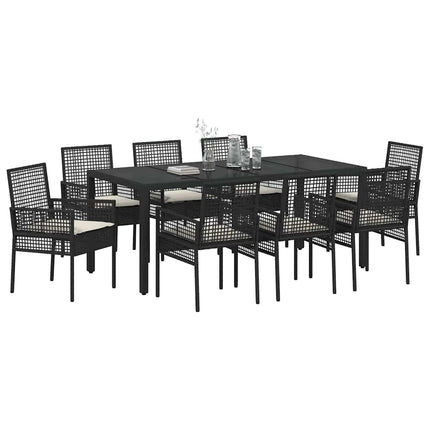 Have Spisebordssæt 9 pcs Sort polyrattan