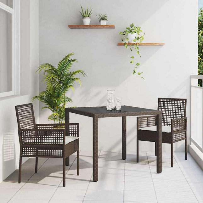 Have Spisebordssæt 3 pcs Brun polyrattan