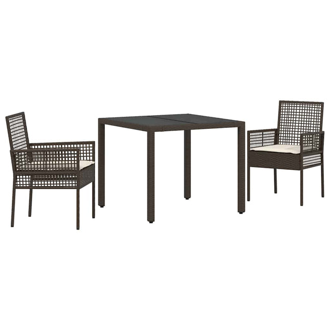Have Spisebordssæt 3 pcs Brun polyrattan