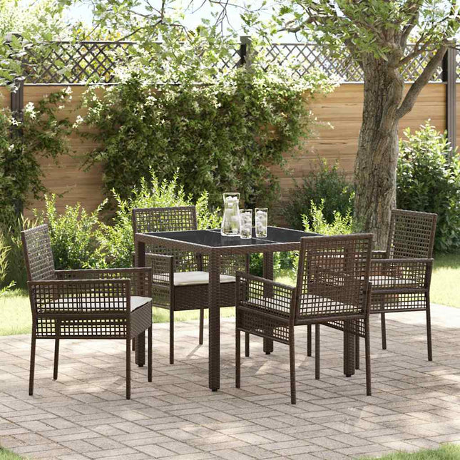 Have Spisebordssæt 5 stk. Brun polyrattan