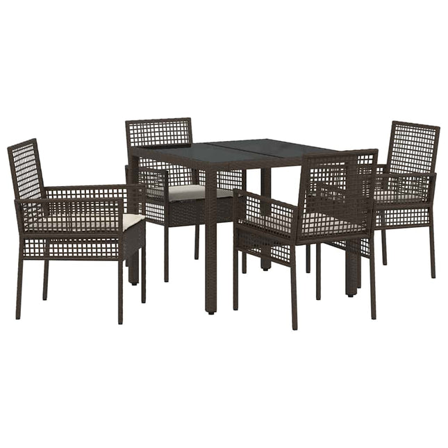Have Spisebordssæt 5 stk. Brun polyrattan