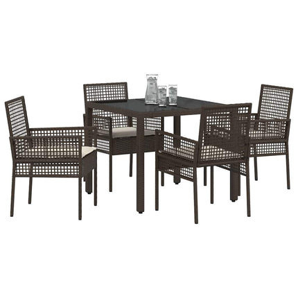 Have Spisebordssæt 5 pcs Brun polyrattan