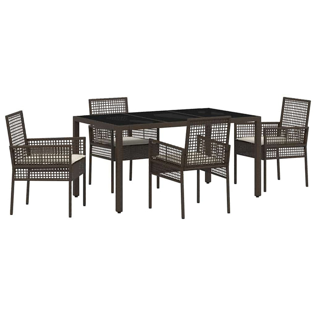 Have Spisebordssæt 5 stk. Brun polyrattan
