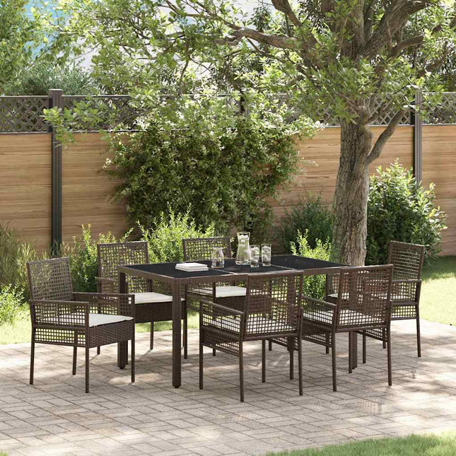 Have Spisebordssæt 7 stk. Brun polyrattan