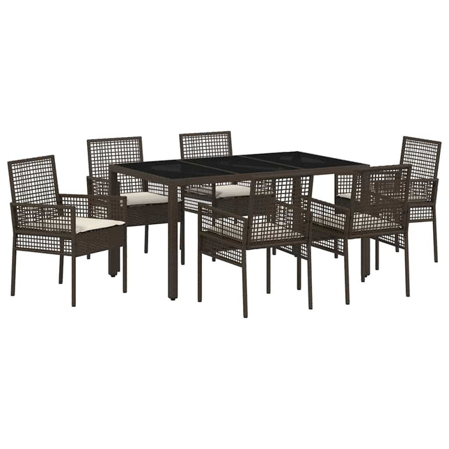 Have Spisebordssæt 7 stk. Brun polyrattan