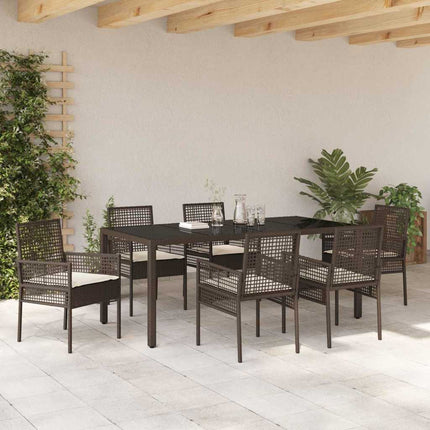 Have Spisebordssæt 7 pcs Brun polyrattan