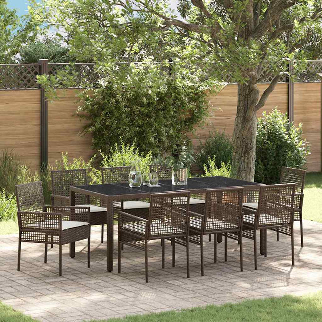 Have Spisebordssæt 9 stk. Brun polyrattan