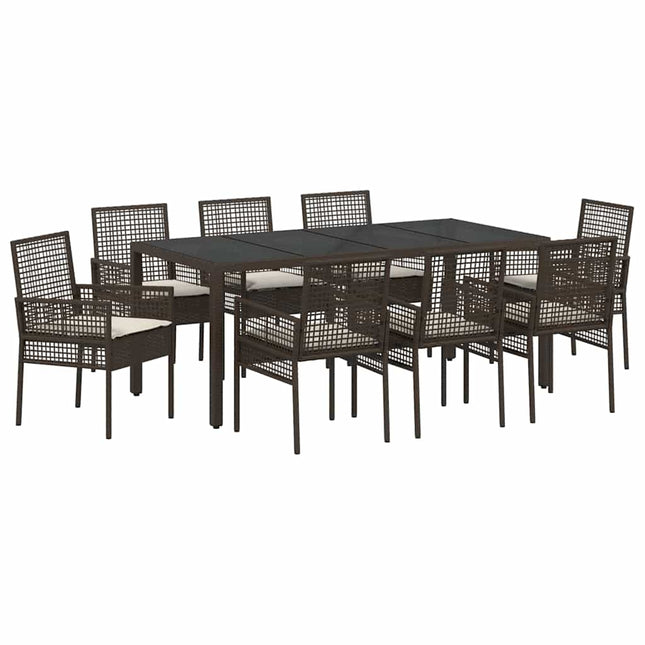 Have Spisebordssæt 9 stk. Brun polyrattan