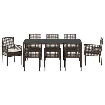 Have Spisebordssæt 9 pcs Brun polyrattan