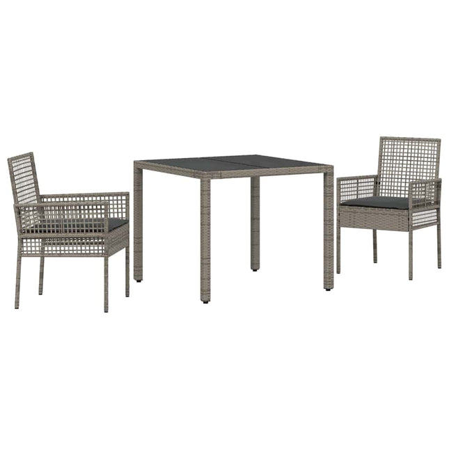 Have Spisebordssæt 3 pcs Grå polyrattan