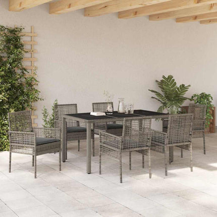 Have Spisebordssæt 7 pcs Grå polyrattan