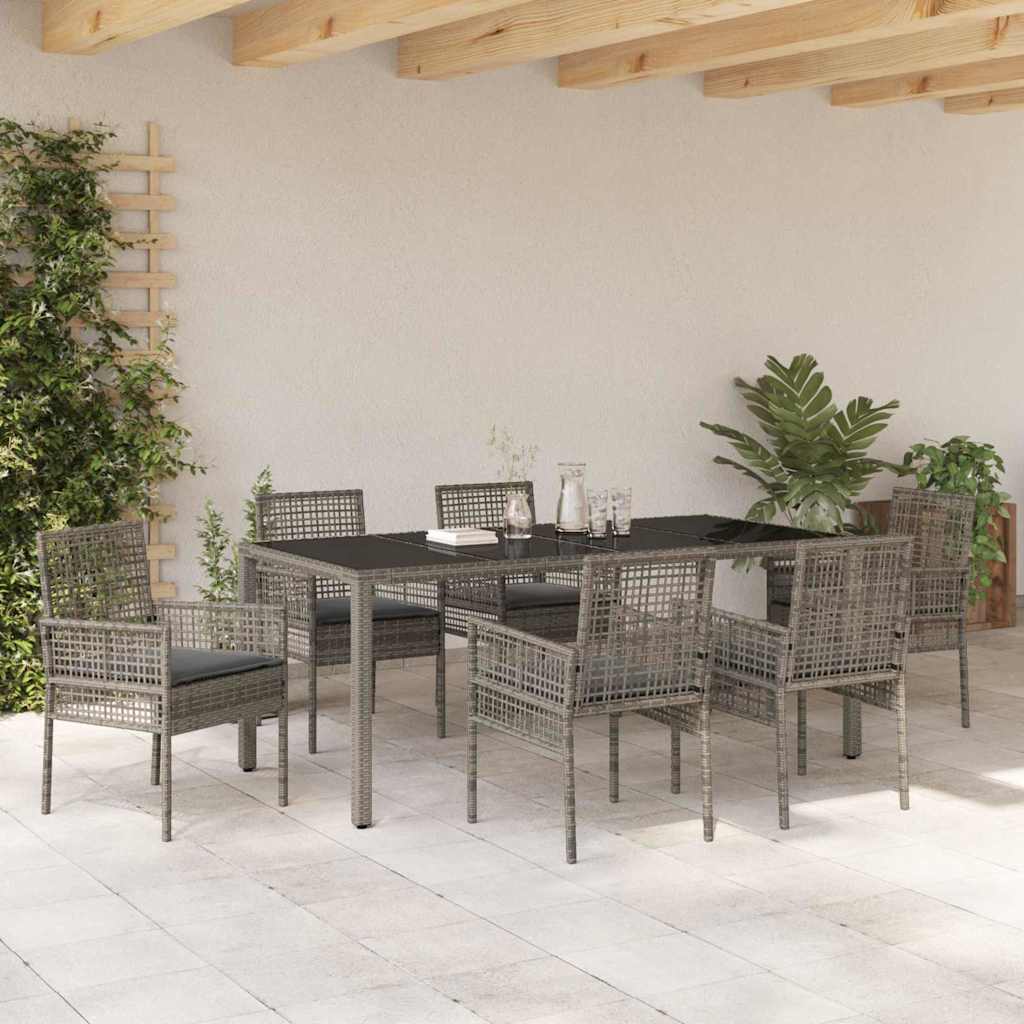 Have Spisebordssæt 7 pcs Grå polyrattan