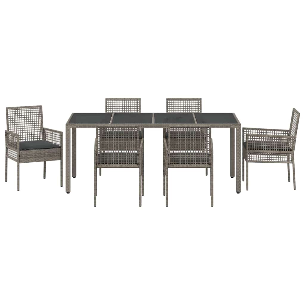 Have Spisebordssæt 7 pcs Grå polyrattan
