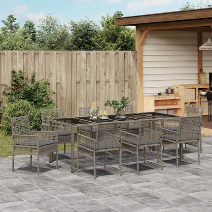 Have Spisebordssæt 9 pcs Grå polyrattan