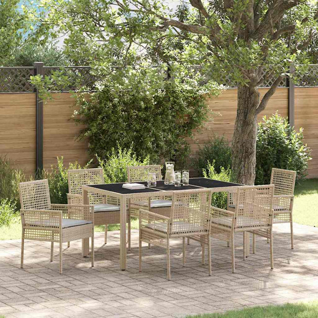 Have Spisebordssæt 7 pcs Beige polyrattan