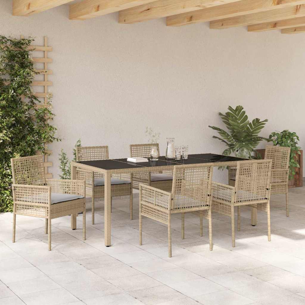 Have Spisebordssæt 7 pcs Beige polyrattan
