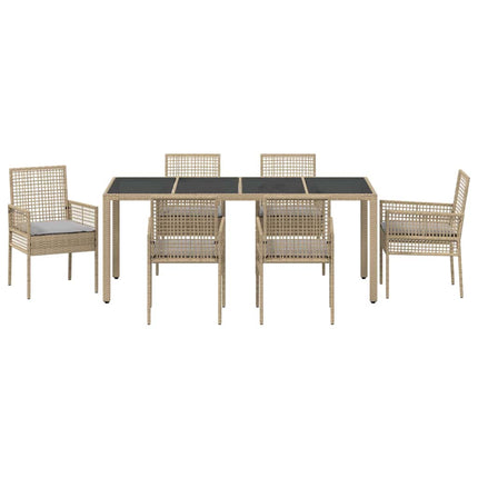 Have Spisebordssæt 7 stk. Beige polyrattan