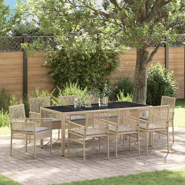 Have Spisebordssæt 9 stk. Beige polyrattan