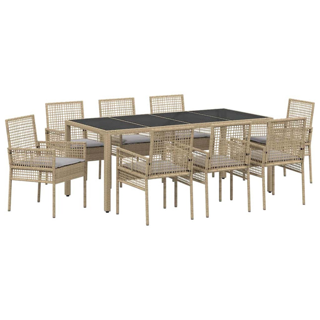 Have Spisebordssæt 9 stk. Beige polyrattan