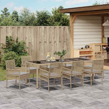 Have Spisebordssæt 9 pcs Beige polyrattan