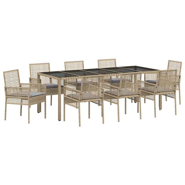 Have Spisebordssæt 9 stk. Beige polyrattan