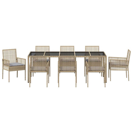 Have Spisebordssæt 9 pcs Beige polyrattan