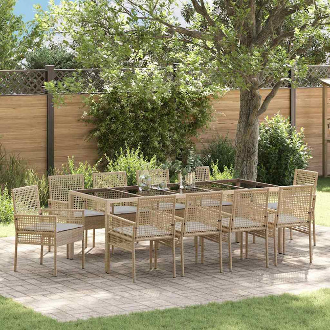 Have Spisebordssæt 11 pcs Beige polyrattan