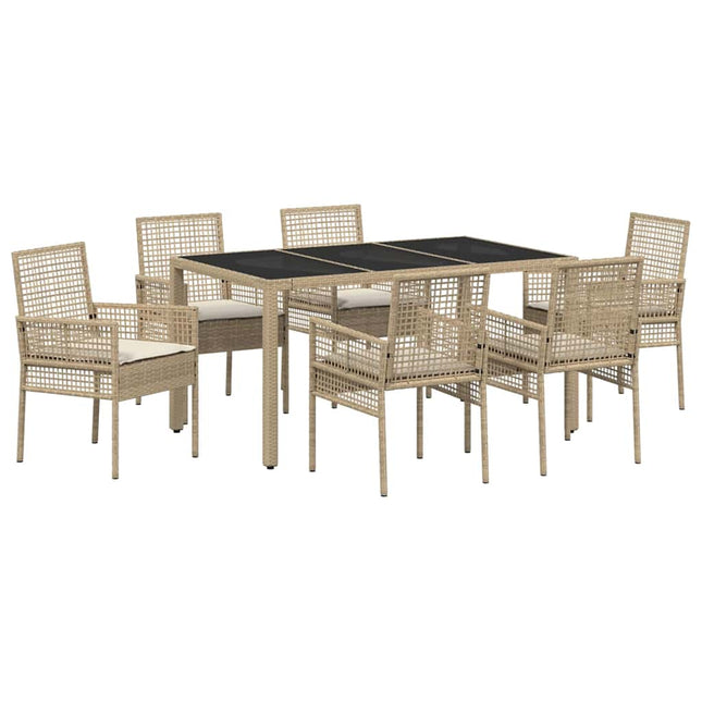 Have Spisebordssæt 7 pcs Beige polyrattan