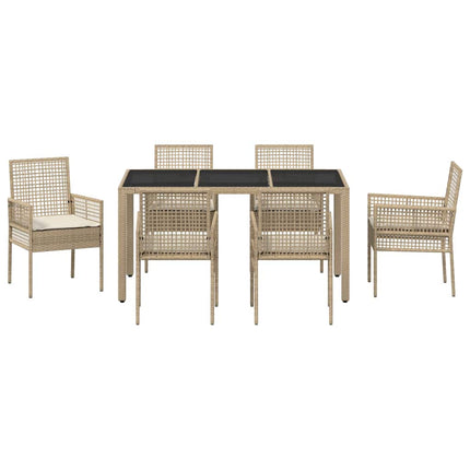 Have Spisebordssæt 7 pcs Beige polyrattan