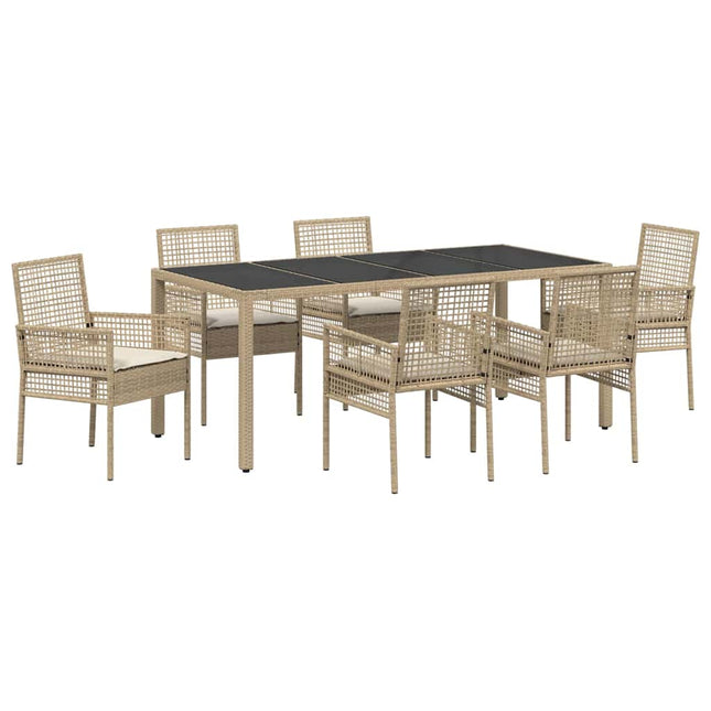 Have Spisebordssæt 7 stk. Beige polyrattan