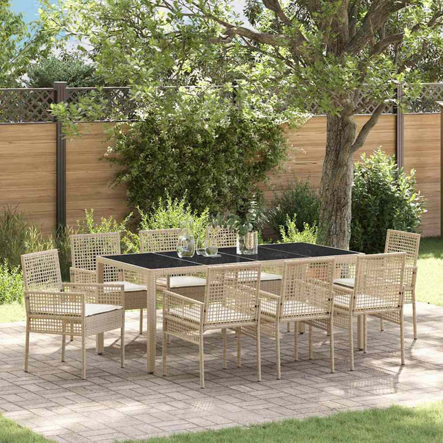 Have Spisebordssæt 9 stk. Beige polyrattan