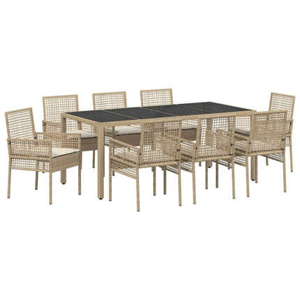 Have Spisebordssæt 9 pcs Beige polyrattan