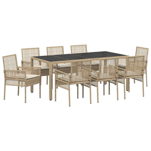 Have Spisebordssæt 9 stk. Beige polyrattan