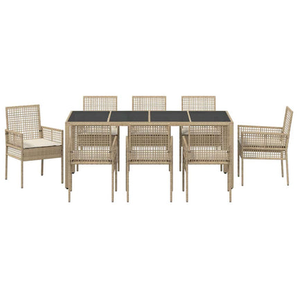 Have Spisebordssæt 9 pcs Beige polyrattan