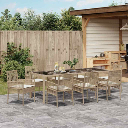 Have Spisebordssæt 9 pcs Beige polyrattan