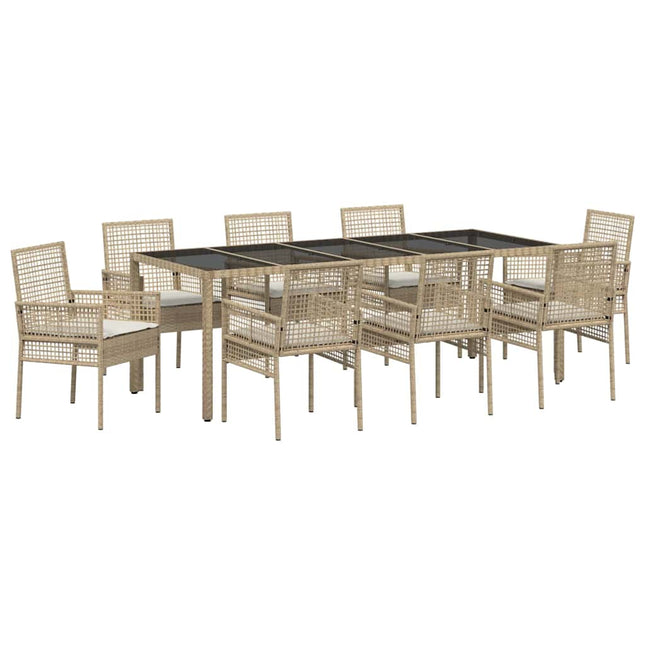 Have Spisebordssæt 9 stk. Beige polyrattan