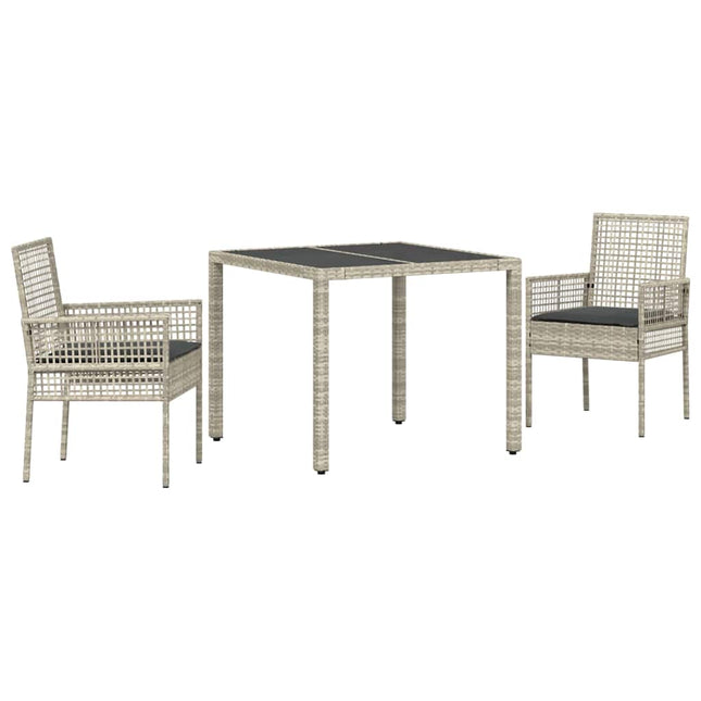 Have Spisebordssæt 3 pcs Lysegrå polyrattan