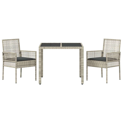 Have Spisebordssæt 3 pcs Lysegrå polyrattan