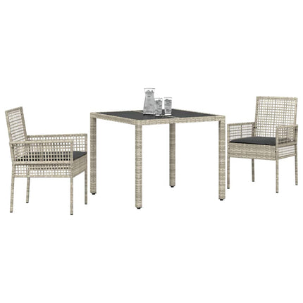 Have Spisebordssæt 3 pcs Lysegrå polyrattan