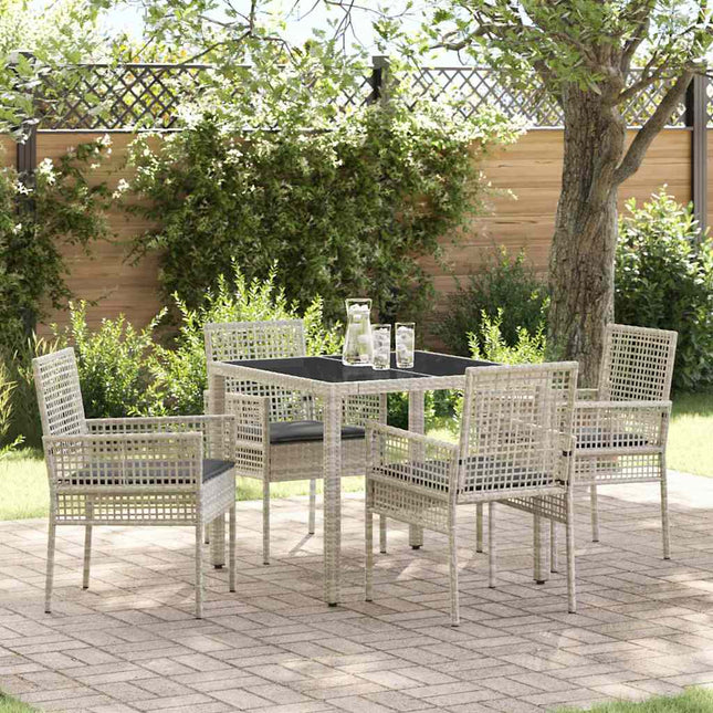 Have Spisebordssæt 5 stk. Lysegrå polyrattan
