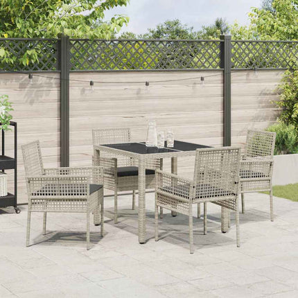 Have Spisebordssæt 5 pcs Lysegrå polyrattan