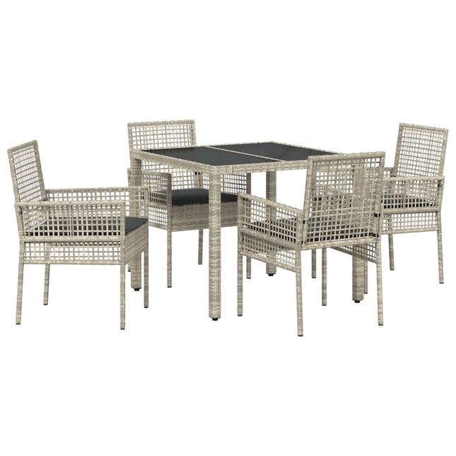 Have Spisebordssæt 5 stk. Lysegrå polyrattan
