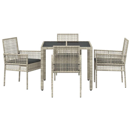 Have Spisebordssæt 5 pcs Lysegrå polyrattan