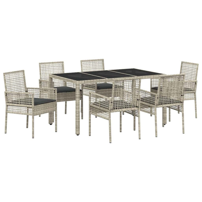 Have Spisebordssæt 7 stk. Lysegrå polyrattan