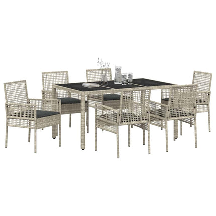 Have Spisebordssæt 7 pcs Lysegrå polyrattan