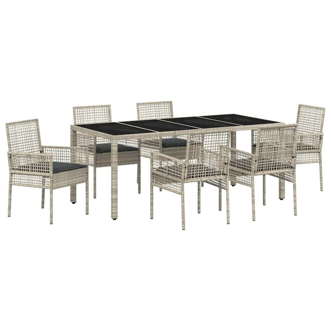 Have Spisebordssæt 7 stk. Lysegrå polyrattan