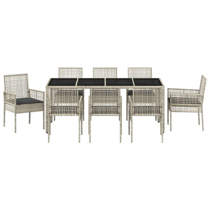 Have Spisebordssæt 9 pcs Lysegrå polyrattan