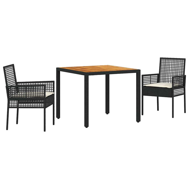 Have Spisebordssæt 3 pcs Sort polyrattan