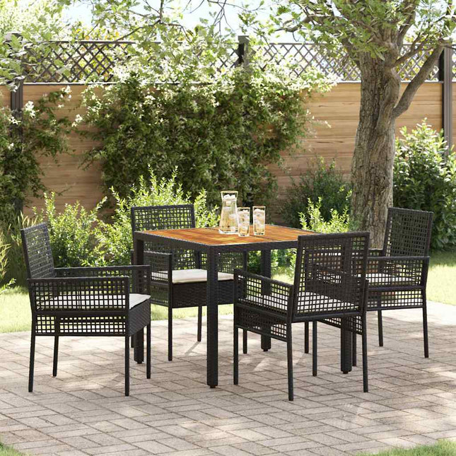 Have Spisebordssæt 5 stk. Sort polyrattan