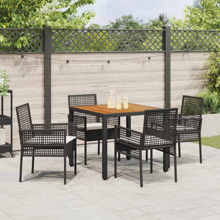 Have Spisebordssæt 5 pcs Sort polyrattan